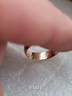 Antique Tsarism Imperial 14K Gold Wedding Ring / Band 56 Zolotnik MP RARE 4.29g