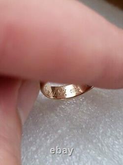 Antique Tsarism Imperial 14K Gold Wedding Ring / Band 56 Zolotnik MP RARE 4.29g