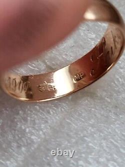 Antique Tsarism Imperial 14K Gold Wedding Ring / Band 56 Zolotnik MP RARE 4.29g