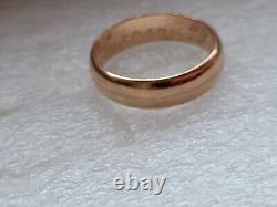 Antique Tsarism Imperial 14K Gold Wedding Ring / Band 56 Zolotnik MP RARE 4.29g