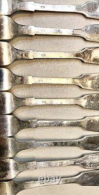 Antique Vintage Russian Imperial Set 12 Silver Galvanized Melchior Forks GALW