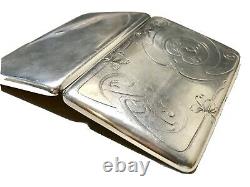 Antique Vintage Russian Imperial Silver 84 Cigarette Case Ruby Naumov