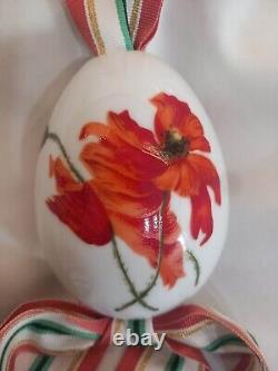 Antique imperial russian porcelain factory easter egg decoration red poppy