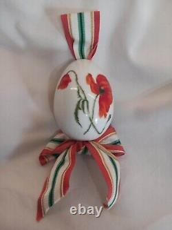 Antique imperial russian porcelain factory easter egg decoration red poppy