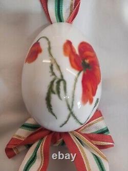 Antique imperial russian porcelain factory easter egg decoration red poppy