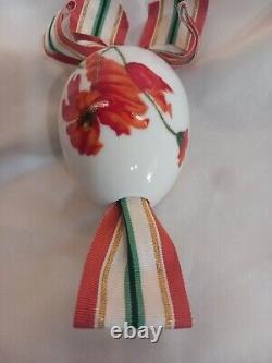 Antique imperial russian porcelain factory easter egg decoration red poppy