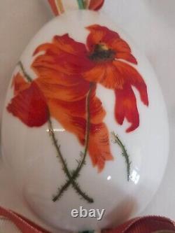 Antique imperial russian porcelain factory easter egg decoration red poppy