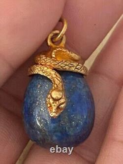 Antique lapis lazuli Imperial Egg with silver gilt mount Stamped 84