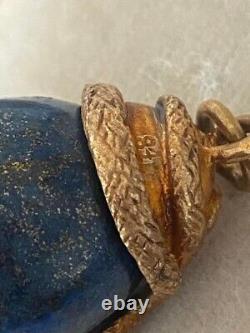 Antique lapis lazuli Imperial Egg with silver gilt mount Stamped 84