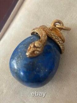 Antique lapis lazuli Imperial Egg with silver gilt mount Stamped 84