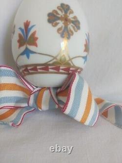 Antique old imperial russian porcelain factory easter egg cross grosgrain ribbon