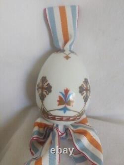 Antique old imperial russian porcelain factory easter egg cross grosgrain ribbon