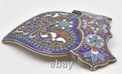 Antique pre 1900 88 Imperial Russian Silver Cloisonne Large Pin pendant