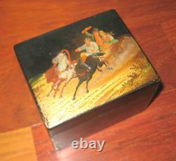 Antiquer Imperial Russian Lacquer Box Vishniakov Troika 19 Century Tea Caddy