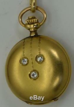 Art-Nouveau Imperial Russian 14k gold, Diamonds&Ruby brooch type watch. Boxed, 1900