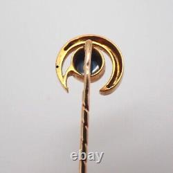 Art Nouveau Stick Pin Tourmaline 14K Yellow Gold Imperial Russian