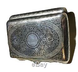 Authentic Russian Imperial Silver 84 Niello Cigarette Case Essay Mark 1896
