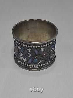 BEAUTIFUL Imperial 84 Russian Silver Enamel Napkin Ring