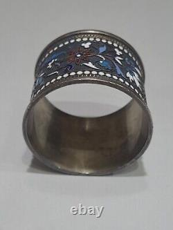 BEAUTIFUL Imperial 84 Russian Silver Enamel Napkin Ring