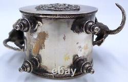 Beautiful Antique 1844 Imperial Russian 84 Zolotniki Silver Inkwell /w Rats