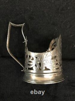 Collectible Antique Pre 1915 Imperial Russian 84 Silver Tea glass holder-238e