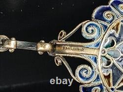 David Andersen Imperial silver and Shaded plique-a-jour enamel caddy Spoon