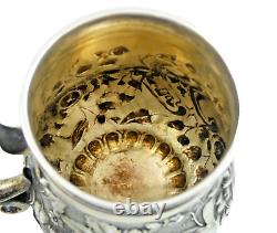 EXCEPTIONAL ANTIQUE IMPERIAL RUSSIAN 84 SILVER BEER MUG / STEIN Moscow 1865 cup