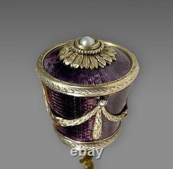 FABERGE. Antique handle. Silver, Enamel, Guilloche. Russian Imperial 1890-1899