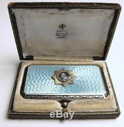 FABERGE K Imperial Russian Gem Silver Enamel Guilloche Snuff Box Cigarette Case