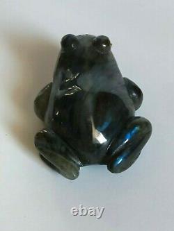 Faberge Antique Imperial Russian Miniature Frog Sculpture with Diamond Eyes
