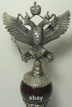 Faberge Double Eagle 84 Silver Imperial Russian Malachite