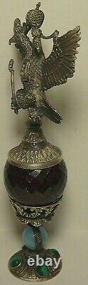 Faberge Double Eagle 84 Silver Imperial Russian Malachite