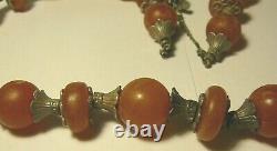 Faberge Necklace Amber Silver 84 Imperial Russian Petersburg 1897