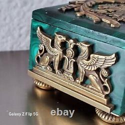 Fascinating Antique Russian Imperial Silver Jewel, & Machalite Jewelery Box