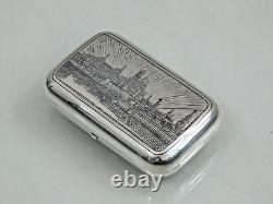 Fine Antique Imperial Russian 84 Silver Niello Cigarette Case Architectural 1887