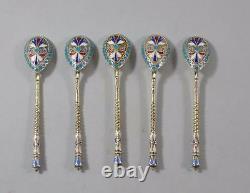 Five Antique Russian Imperial Silver and Enamel, Romanov Moscow