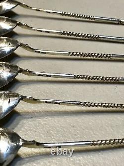 Genuine VintageSet Of 6 Russian Imperial Silver 84 Desert Spoons Hallmarked Case