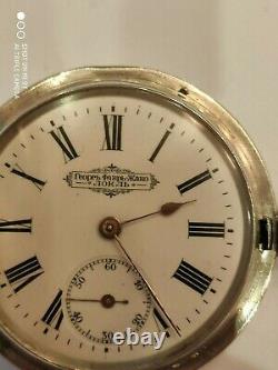Georges Favre-Jacot (Zenith) Antique Imperial Russian Silver Poket Watch 51 mm