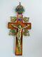 Gorgeous Large Imperial Russian Silver Gilt & Enamel Crucifix Moscow