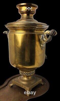 Great Antique V. L. BATASHEV, Tula Imperial Russian Brass Samovar Set, ca. 1899