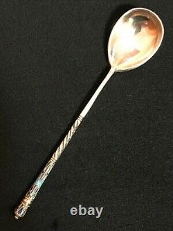 Great Spoon Cloisonne Enamel Silver 84 Dmitriy Nikolaev Russian Imperial Antique