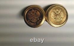 Great vintage 18k gold men's cufflinks Russian Imperial Nicolai II 5 rubles coin