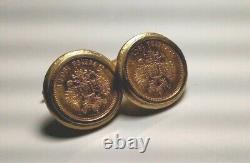 Great vintage 18k gold men's cufflinks Russian Imperial Nicolai II 5 rubles coin