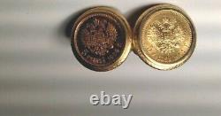 Great vintage 18k gold men's cufflinks Russian Imperial Nicolai II 5 rubles coin