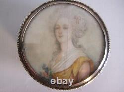 IMPERIAL RUSSIAN FABERGE SILVER PILL BOX with SIGNED HAND PAINTED PORTRAIT