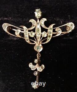 Imperial Antique Russian Art Nouveau 56 14k Gold Demantoid Garnet Pin Brooch