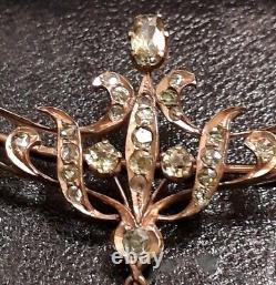 Imperial Antique Russian Art Nouveau 56 14k Gold Demantoid Garnet Pin Brooch