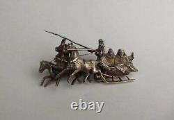 Imperial Antique Russian Cossack Sledge 840 Silver Brooch