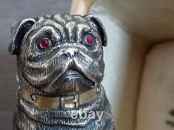 Imperial Antique Russian Silver Dog Jeweled Eyes And Neck