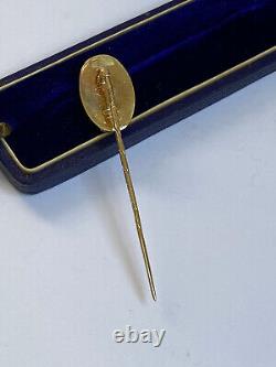 Imperial Faberge 14k 56 Gold Red Enamel Stick Pin Brooch Nicholas II